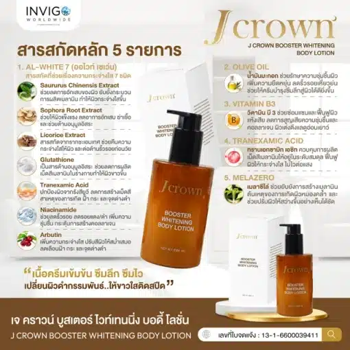 สารสกัด Jcrown เจคราวน์ บอดี้โลชั่น โลชั่นบำรุงผิว เจคราวน์โลชั่น ครีมทาผิวขาว ครีมบำรุงผิว จ๊ะ นงผณี