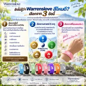 คู่มือเลือกสี Warrenslove จาก 3 ข้อ ได้แก่ สิ่งที่ต้องการให้ความสำคัญ ศาสตร์ 5 ธาตุ และสีที่ชอบ